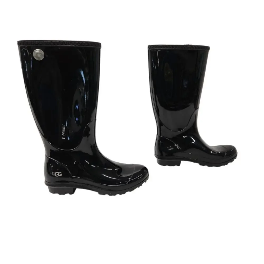UGG Women's Black Sienna Tall Gloss Rain Boots Size 7 Made in the USA